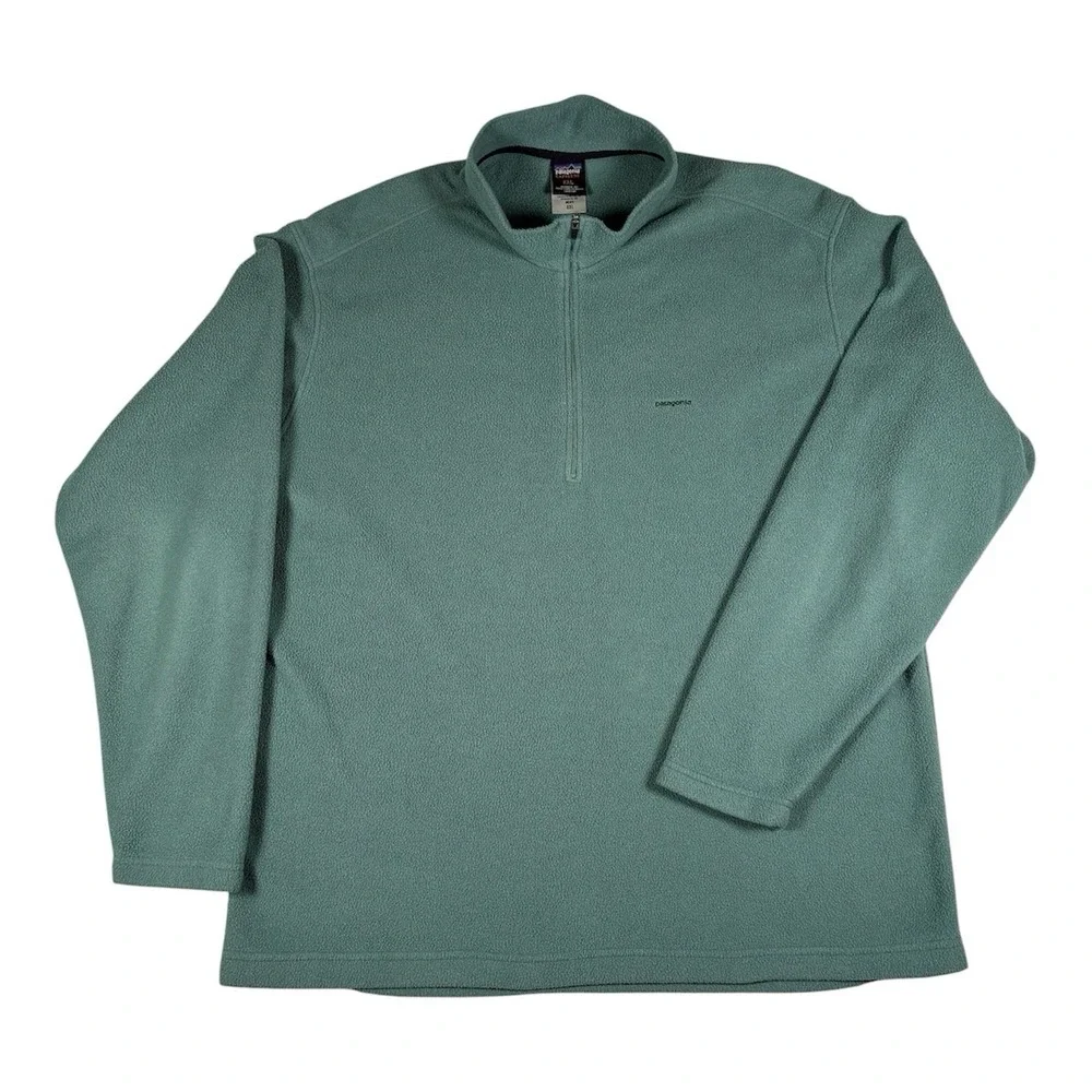 Vintage 04 Patagonia Mens L Green Capilene EW Fleece 1/4 Zip Pullover Y2K READ